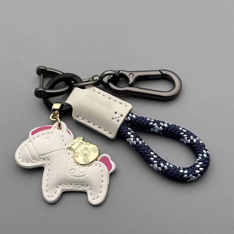 Leather Car Keychain Personalize Key Chains Ring Men's and Women's Bag Woven Rope Keyring