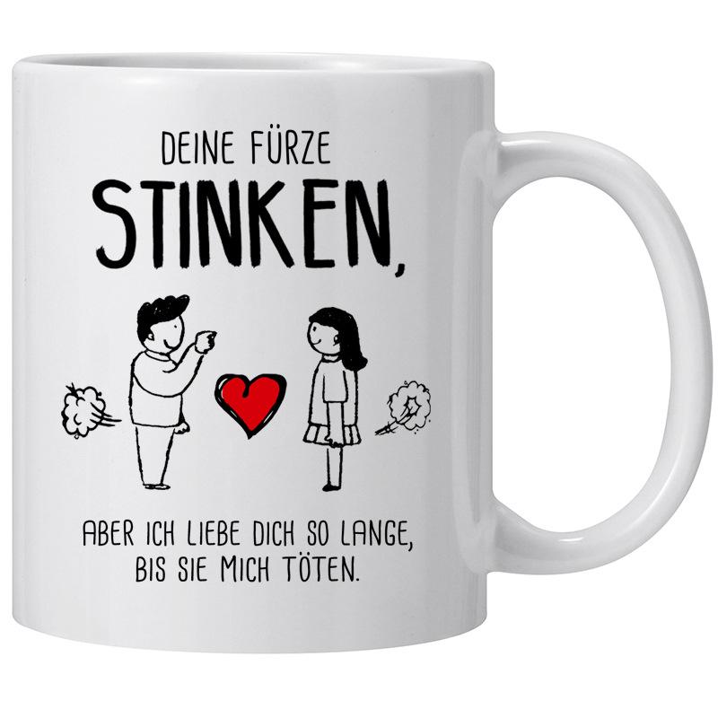 

German Valentine S Day Ceramic Coffee Mug Water Cup Stinken Tasse 301-400ml
