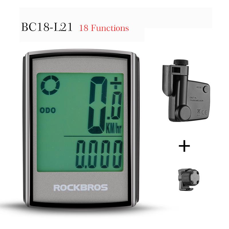 ROCKBROS Cycling Bike Computer Waterproof Bicycle Computer LCD Backlight Stopwatch Wireless Speedometer Odometer MTB Accessories BC18-L21