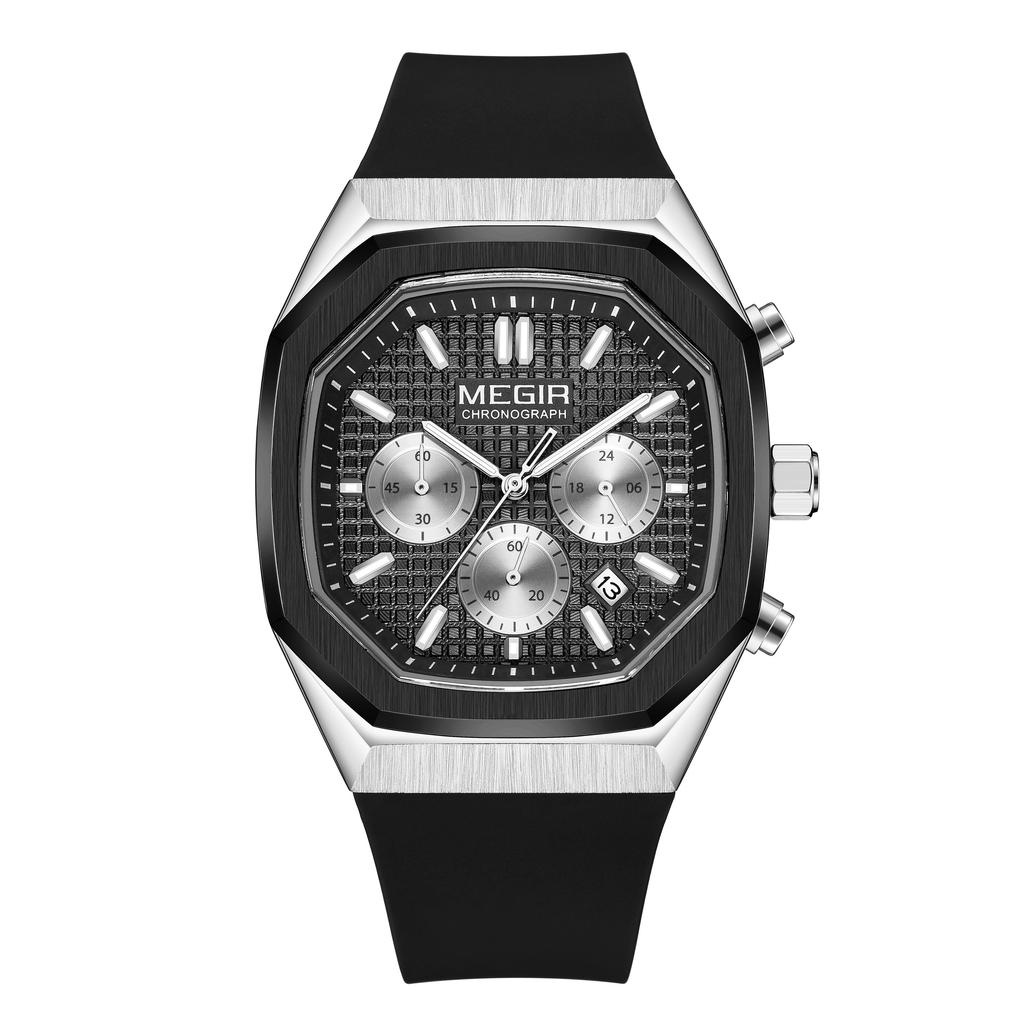 MEGIR Chronograph Fashion Sport Casual Watches for Men Silicone Waterproof Quartz Wristwatch Date Clock Reloj Hombre 2215