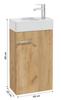 Bathroom Cabinet with Sink, Craft Oak, Hanging, 60x40 Small