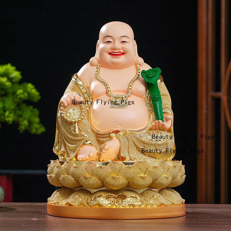 Harz Maitreya Buddha Statue Chinesischer Stil Buddha Statue Ornament Haushalt Verehrte Statue Heimdekoration Wohnzimmer Dekoration