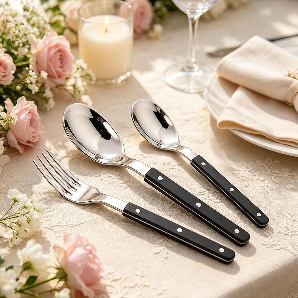 18Pcs ABS Handle Rivets Decoration Cutlery Set Stainless Steels Dinner Set Fork Spoon Western Dinnerware Kitchen Flatware