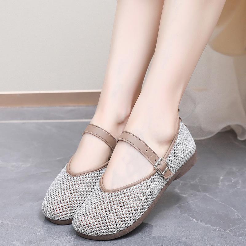 Women's 2025 Mary Jane Mesh Shoes - Breathable Flyknit, Soft Sole, One-Strap, Hollowed-Out Design