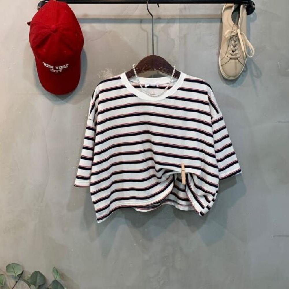 C S In The Room 1 + 1 Tono STripe Crop T ShirT 4 ColorS