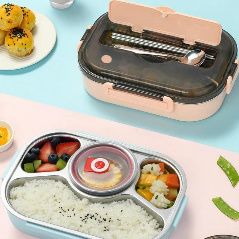 4 Compartment Sealed Lunch Box Stainless Steel Insulated Lunch Box Lunch Box Picnic Storage Multi-compartment Children's Bowl