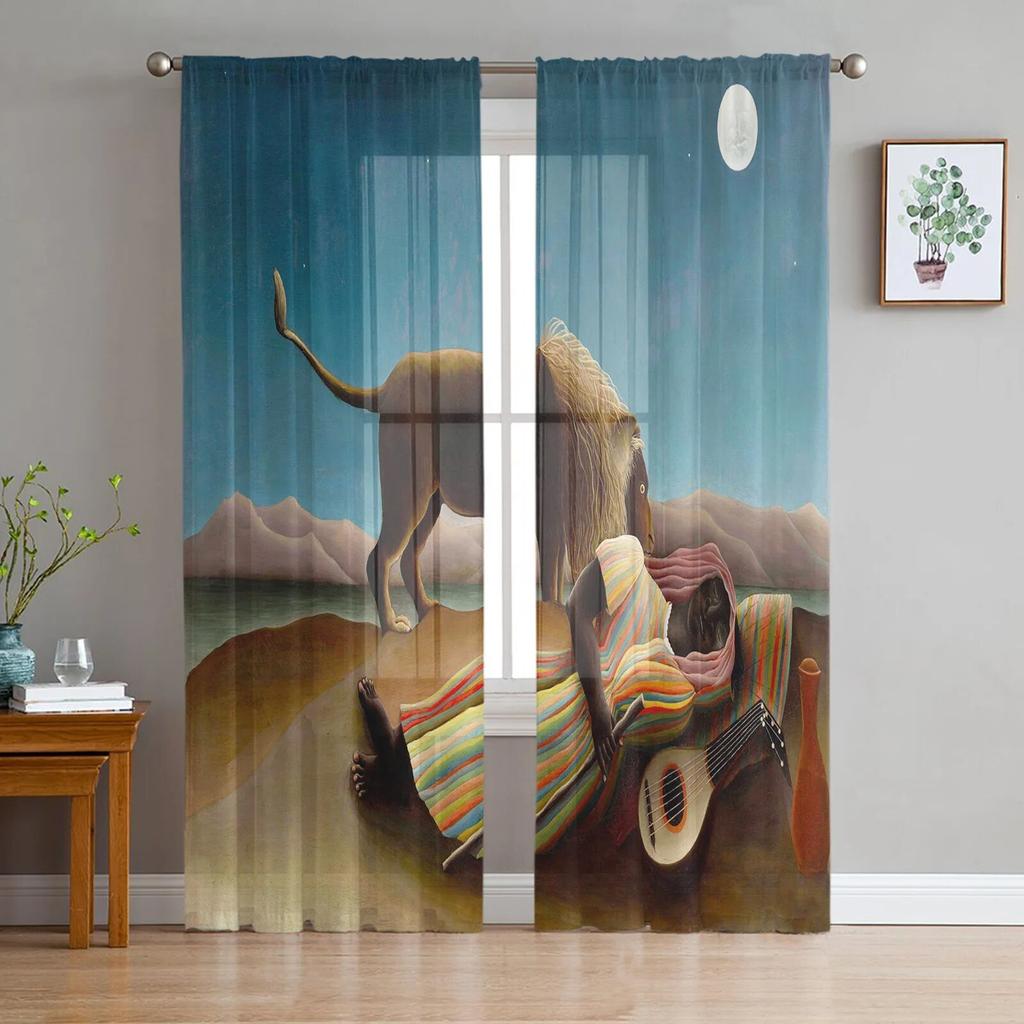 Egyptian Woman Golden Beads Fashion Girl Tulle Window Treatment Sheer Curtains for Living Room the Bedroom Curtains Decoration