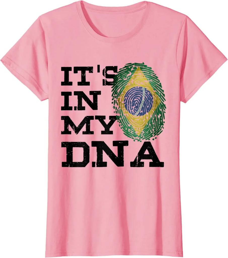 Its In My DNA Brazilian Love Brazil Flag Unisex TShirt Short Sleeve Casual Cotton Boys TShirts
