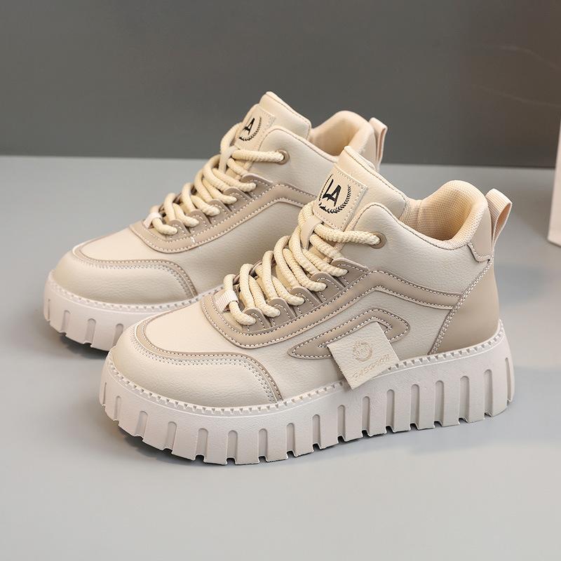 High Top Snow Boots  Women's Winter Plush Student Cotton Shoes  Trendy Thick Soles Casual Sports Shoes