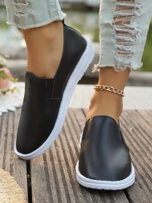 Fashion New Autumn Women's Flats Round Toe Flat Shoes for Women Slip-on Platform Loafers Outdoor Office Lady Anti-slip Solid Color Shoes