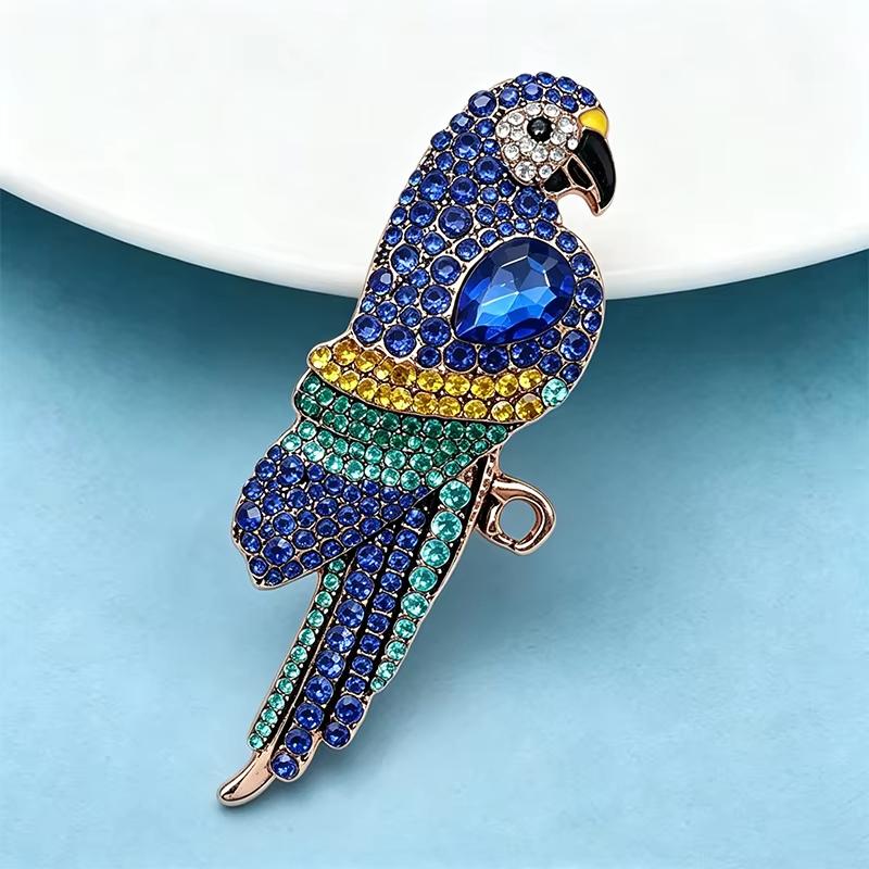 1Pcs Unisex 2-Color Rhinestone Beautiful Animal Party Casual Brooch Pin Shining Parrot Bird Brooches For Women Gifts