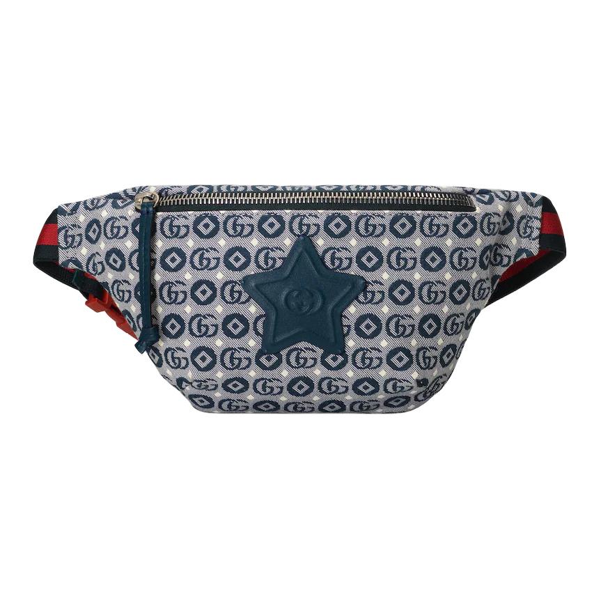 Gucci Double G Print Star Logo Zip Cotton Waist Bag Kids waist bag Blue 502095-U4GAN-4094 Basic Set (Bag+Dust Bag)