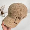 Embroidery letters lamb wool baseball cap children autumn and winter wide brim show face small warm versatile cap men