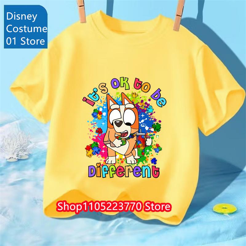 Koszulka Dziecięca z Motywem Bluey Chłopcy Dziewczynki Jesień Zima Kreskówkowy Graficzny Krótki Rękaw Codzienne Ubranie Góra