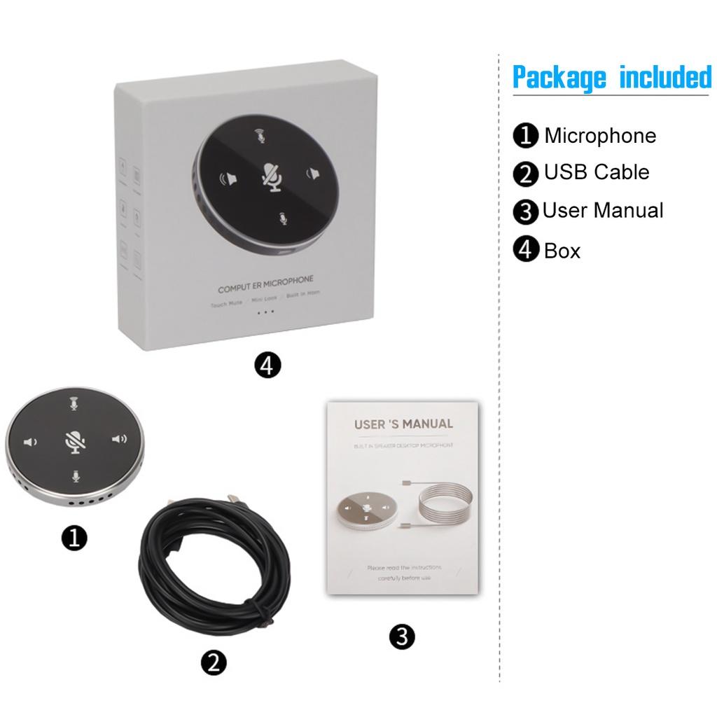 3W USB Portable Desktop Conference Speaker Microphone Built-in Speaker 360 ° VLOG Living Omnidirectional PC Computer