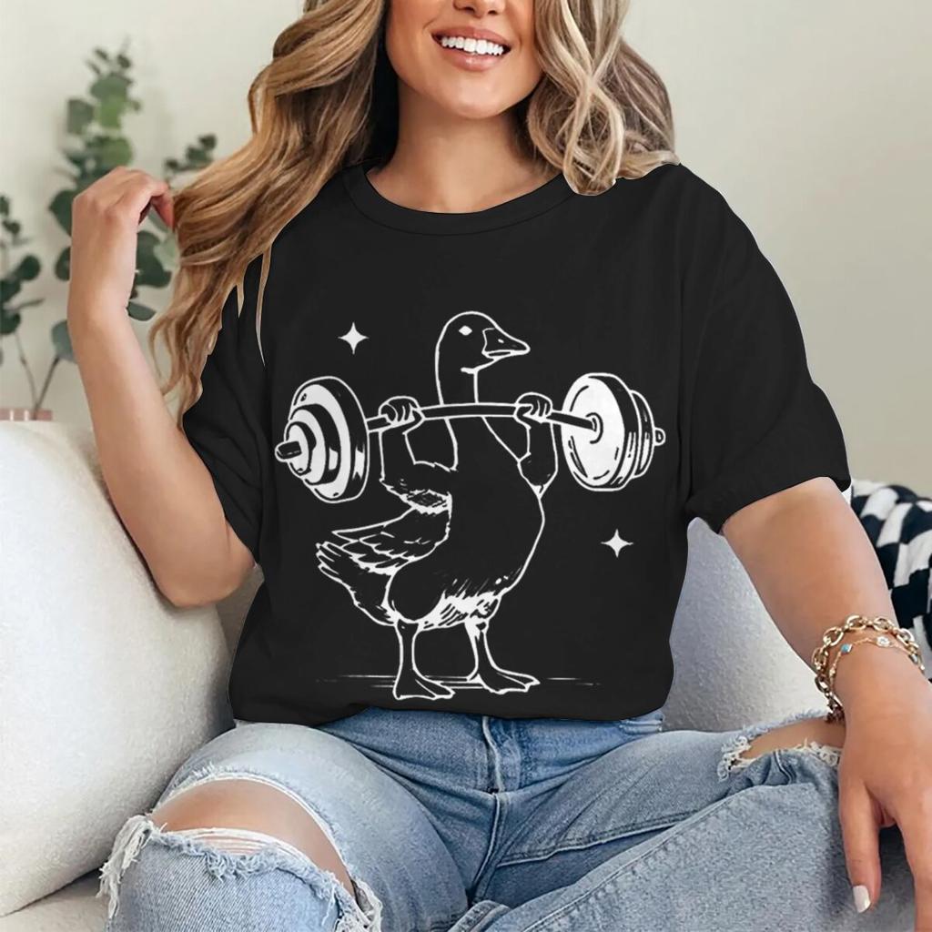 Gym Goose Weightlifting T-shirt Women Unisex Fun Fitness Duck Animal Lover Casual Unisex Streetwear Tee Gifts Tops