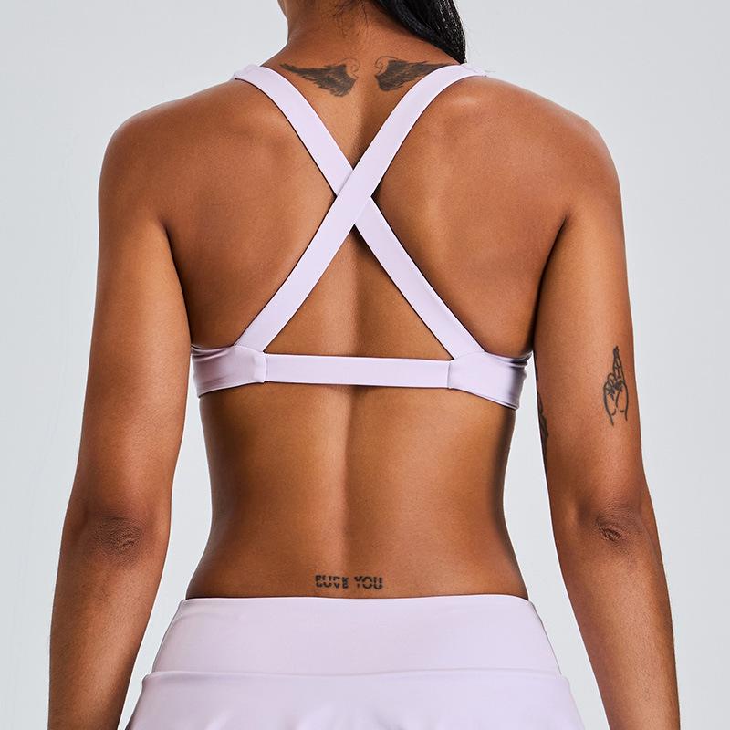 New Sports Bra For Women, Sexy Cross Back Sports Vest With Chest Cushion, Wearing Fitness Suit Top