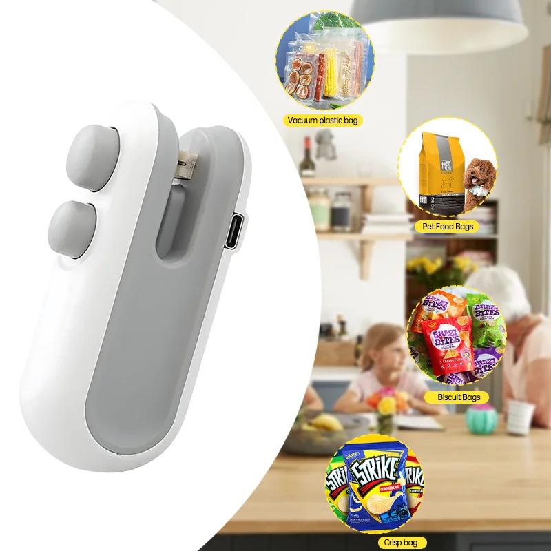 Mini Bag Sealer 2 in 1 USB Rechargeable Heat Sealer Food Packaging Heat 300mah Handheld Small Food Sealer Storage