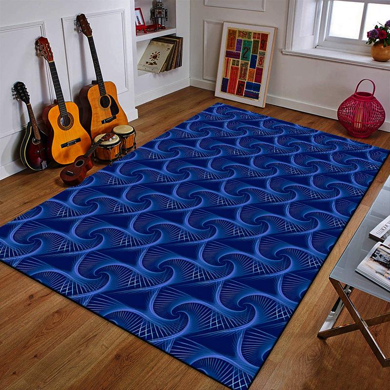Dark blue patterned carpet, non-slip, suitable for all seasons and any occasion, a great gift