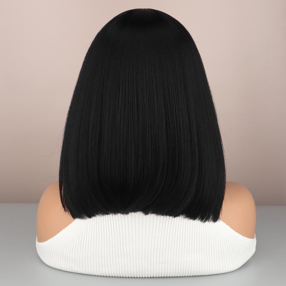 XINRAN Black Wigs Synthetic Fiber Lace Front Wigs for Women Short Straight Bob Wigs Orange Golden Cosplay Wigs