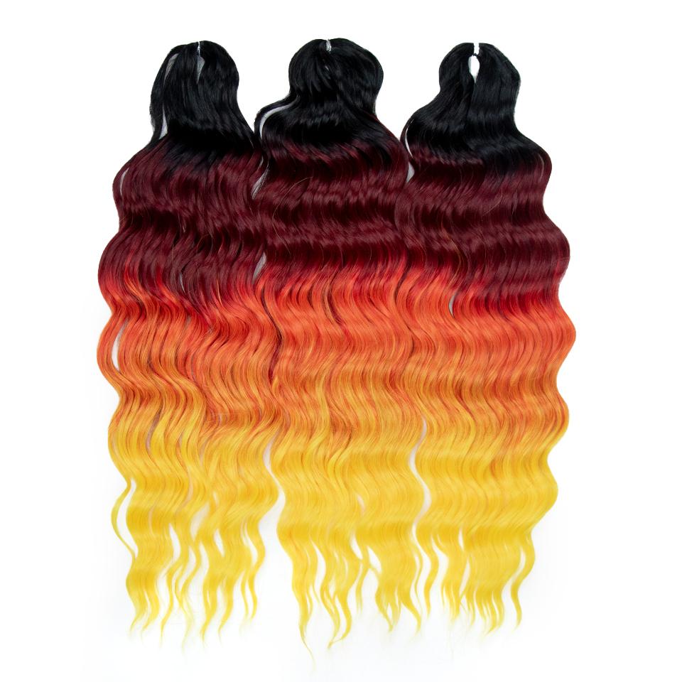 FREEDOM Synthetische Flecht-Haarverlängerungen Tief Gewellt 24 Zoll Lang Lockige Braids Haare Ombre Braun Regenbogen Twist Häkel-Haar