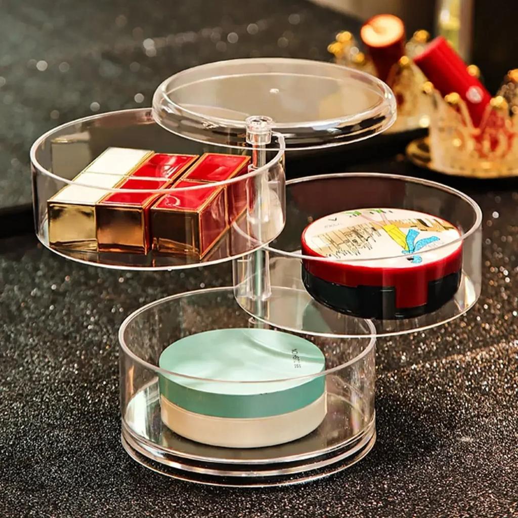 1pc-Multi-Layer Rotary Jewelry Storage Box Round Display Stand DIY Bead Jewelry Classification Transparent Display Case For