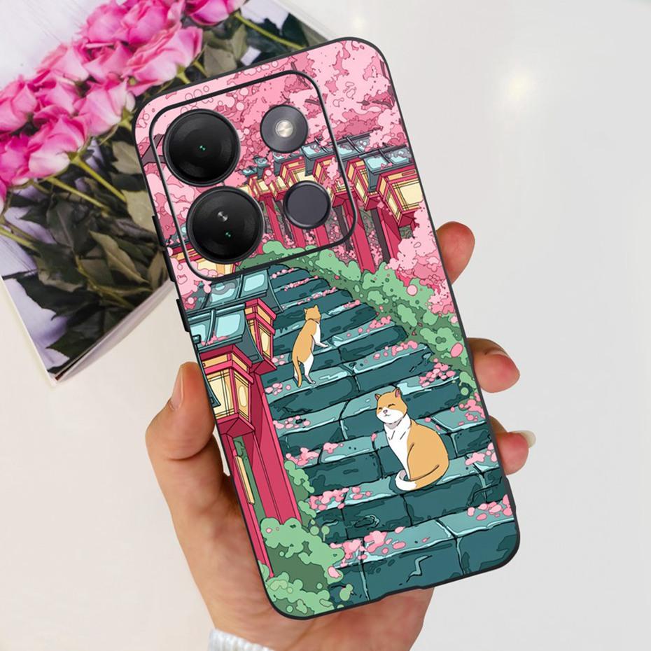 

Case For Infinix Smart 7 HD Cute Flower Cat Pattern Soft Silicon TPU Phone Bumper For Infinix Smart 7HD X6516 Back Cover Infinix Smart 7 HD