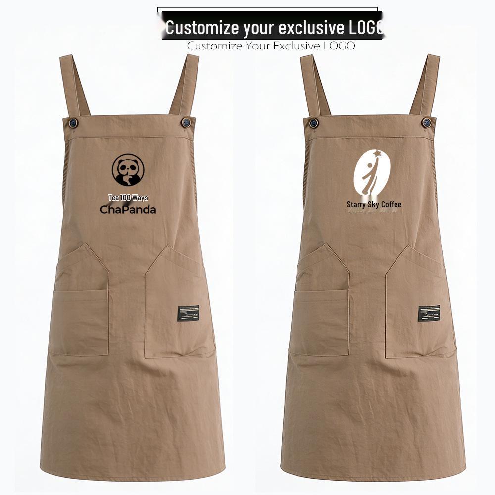 Korean Style Waterproof Waist Apron - Unisex Kitchen & Work Wear with Custom Logo