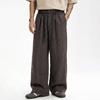 American retro texture pleated casual pants men's autumn and winter heavy loose straight pants structure split scimitar trousers