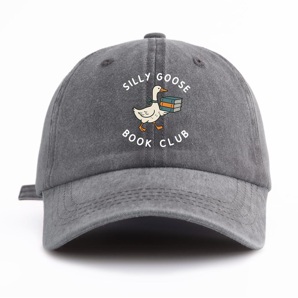 1pc BOOK CLUB Print Washed Baseball Cap for Adults,Minimalist Retro Style Casual Soft Adjustable Dad Hat,Perfect As Gift