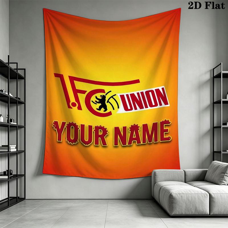 Custom Name FC Union Berlin Wall Tapestry Aesthetic Wall Hanging Printed Fabric Blanket Decorative Tapestries for Bedroom Living Room Home Decor