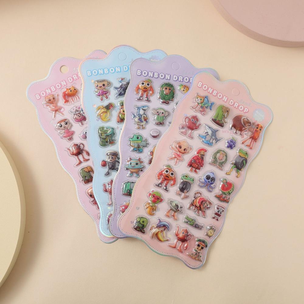 

NEW 1/4pcs 3D Kawaii Italian Brainrot Cartoon 3D PET Relief Water Sticker Cute DIY Mobile Phone Case Decoration Sticker @@ DP517-