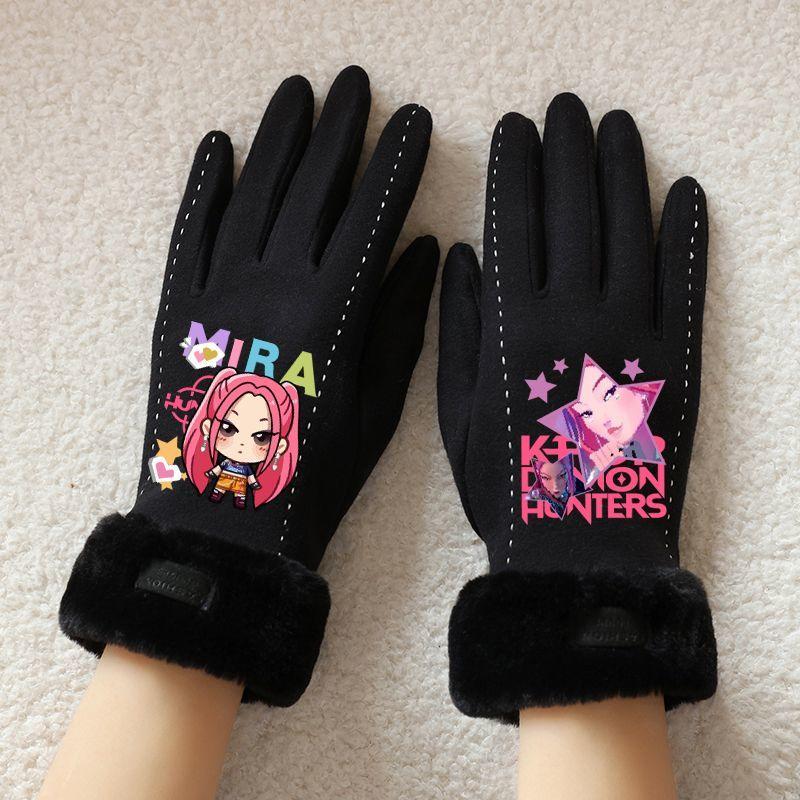 Kpop Witch Hunt Warm Gloves for Autumn and Winter, Touch Screen Outdoor Thickened Children's Gloves