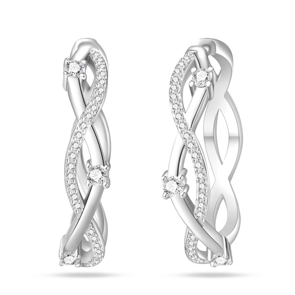 

New in Geometry Wound Ear Loops 925 Silver White Zircon Earrings Jewelry Women Earrings Girlfriend Anniversary Gift