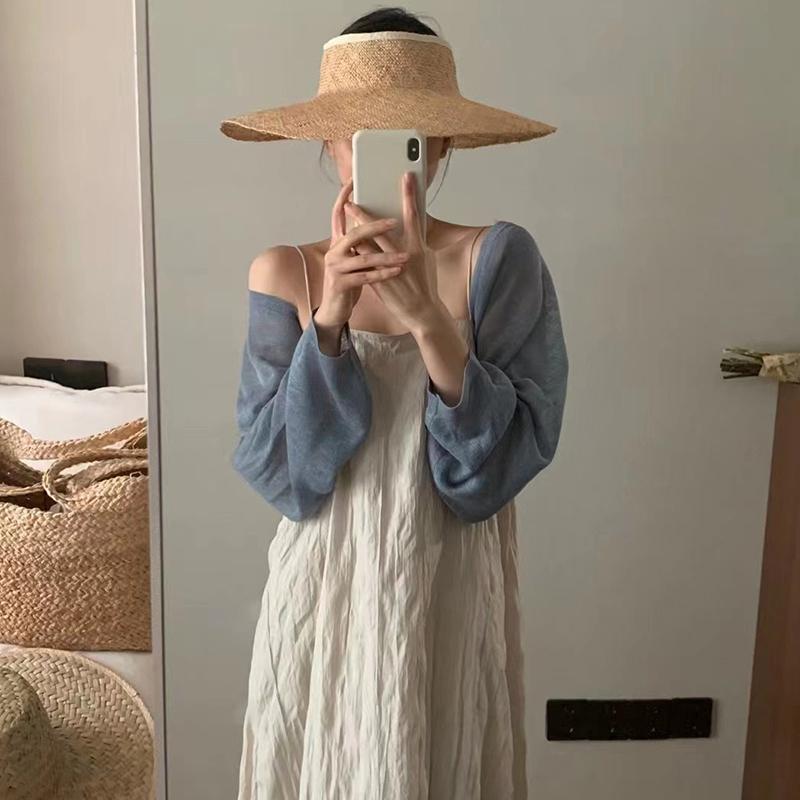 Women Knitted Long Sleeves Cardigan Tops High Waist Sun Protection Shawl