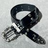 Vintage Studded Buckle Belts Punk Dark Rivet Carved Metal Buckle Belt for Women Men Fashion Waistband Jeans Dress Accessories