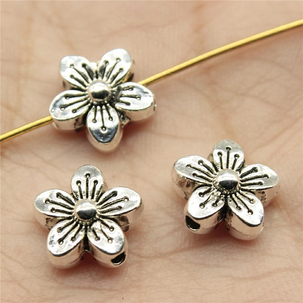 20pcs Flower Small Hole Bead Charms For Jewelry Making DIY Crafts Making Findings Handmade Tibetan Jewelry