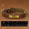 Laser-Engraved Leather Dog Collar with ID Tag for Small & Medium Dogs - Anti-Lost Pet Neck Band