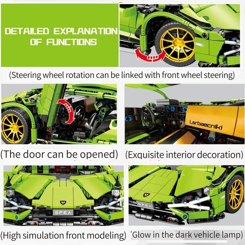 Mt Toys nowy zaawansowany technologicznie samochód wyścigowy Lambor Sian FKP 37 zestaw klocków kompatybilny z 42115 techniczne klocki dla dzieci boże narodzenie