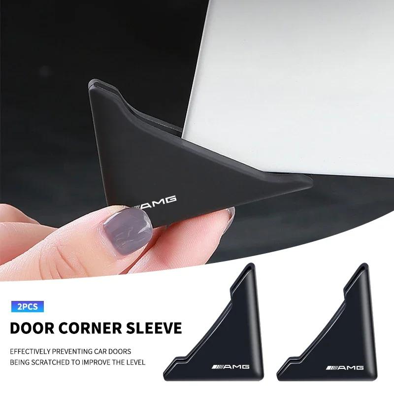 For Mercedes Benz AMG GLE GLS CLS GLC CLA GLA Accessories 2Pcs Silicone Car Door Corner Cover Anti-Scratch Protection Stickers