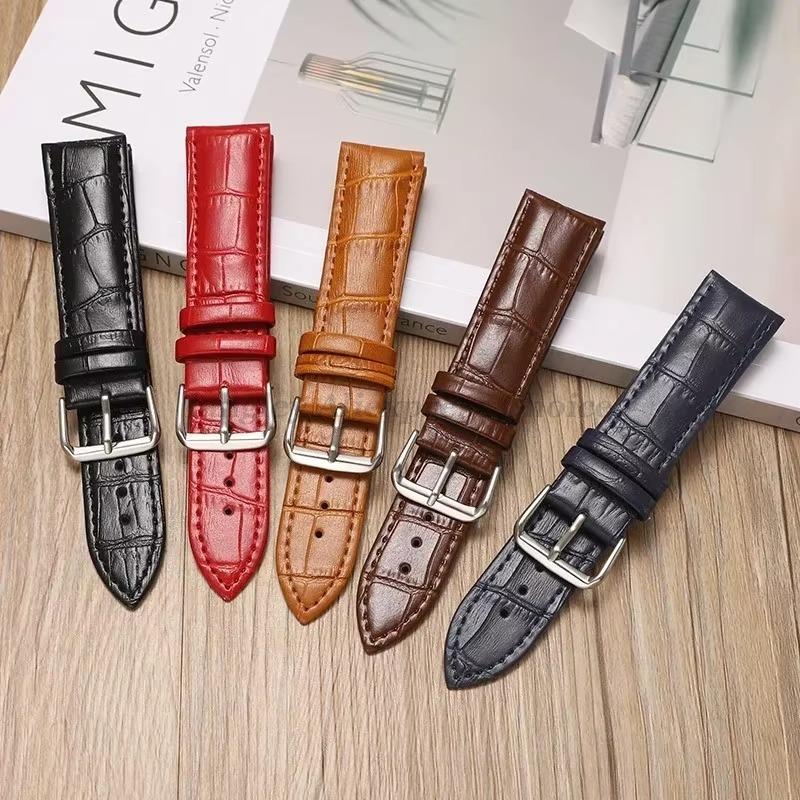 Leather Watchband 12/13/14/15/16/17/18/19/20/21/22/23/24mm Crocodile Pattern Strap Men Women Replacement Blue Universal Bracelet