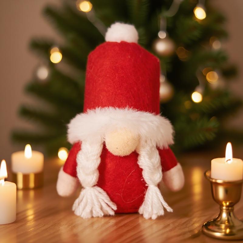 Christmas Festival Faceless Dwarf Doll Ornaments Red Grey And Green Dolls Window Decoration Props