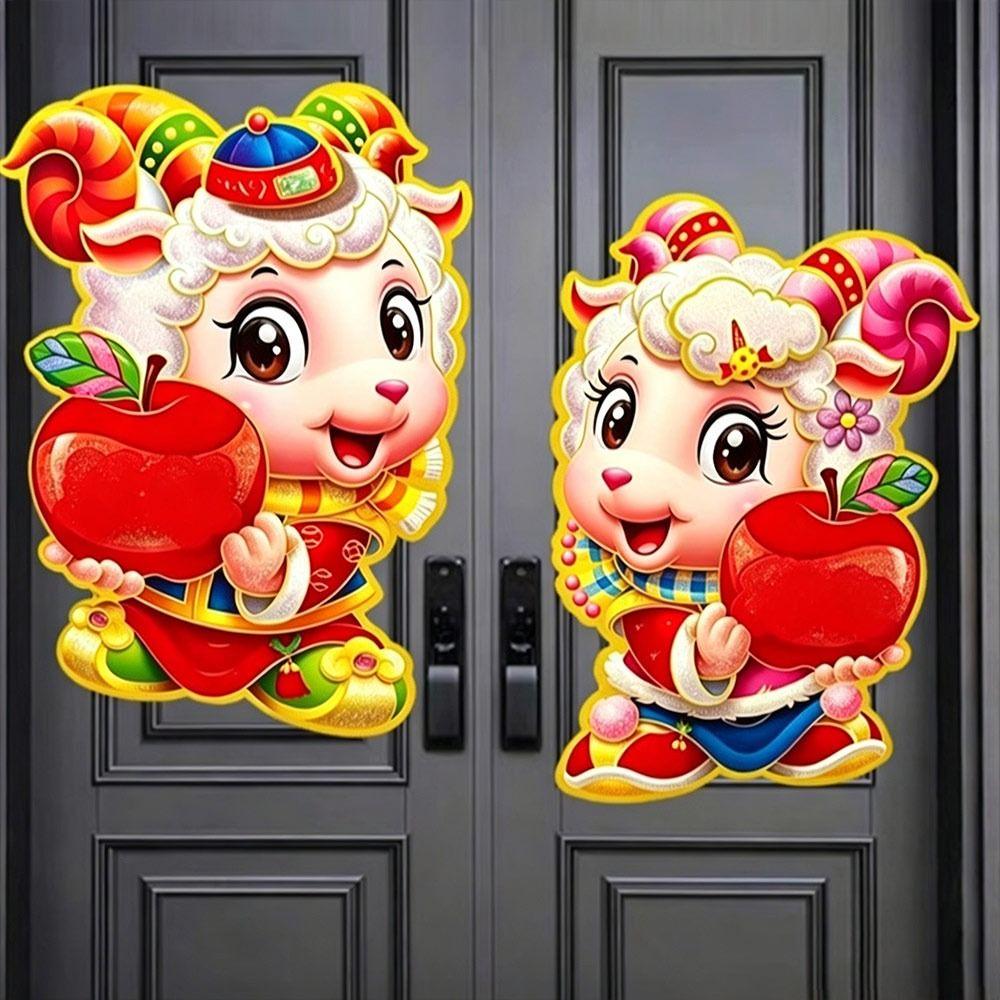Full Back Adhesive Blessing Door Sticker Chinese New Year Sticker  Spring Festival Decor