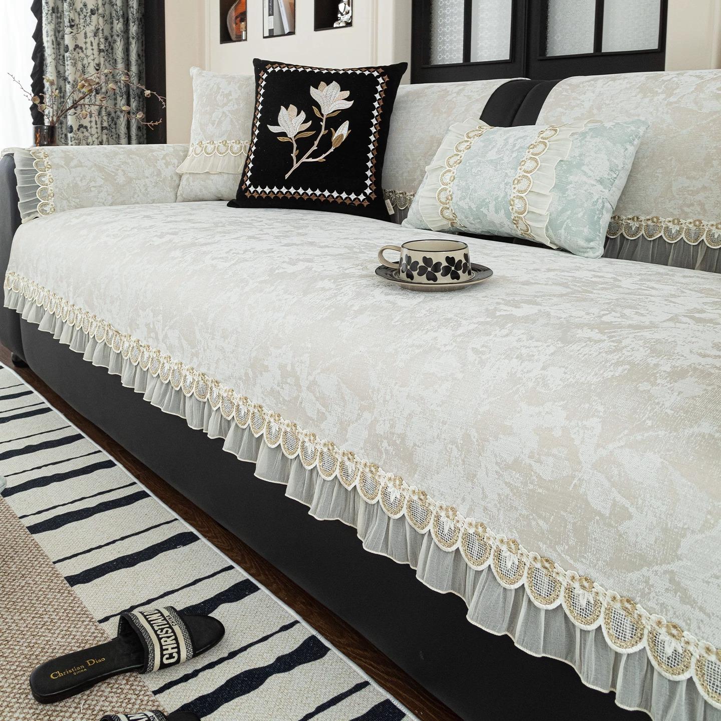 

French sofa cushion 2025 new light luxury high-end non-slip seat cushion universal in all seasons straight leather sofa cover 70*70cm