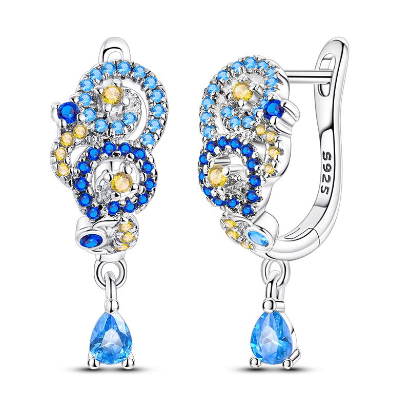 2025 New 925 Sterling copper Hoop Earrings Flowers Zircon Drop Earrings Stud For Woman Fine Birthday Wedding Party Zircon Gifts