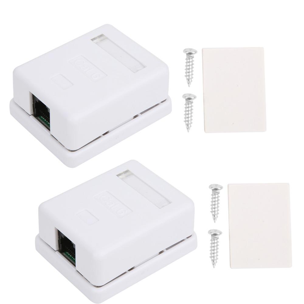 2Pcs Cat6 RJ45 Surface Mount Box Non-Shielded Single Port Mount Box Network Installation