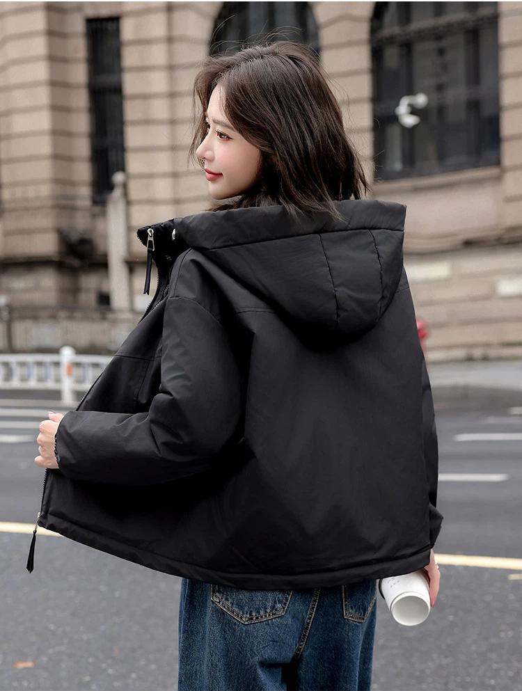 Women’s Short Hooded Quilted Cotton-Padded Winter Jacket