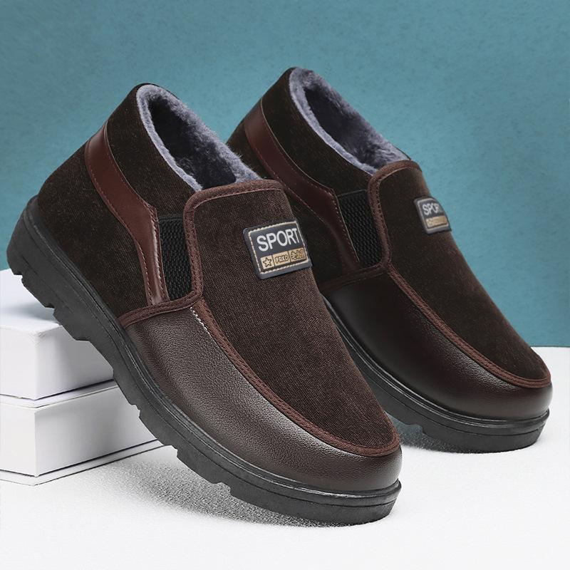 Cotton shoes men's new winter boots TEMU piled thickened elderly shoes cold-proof and warm men's boots thick-soled comfortable cotton boots