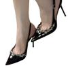 Light Mouth Black Single Shoes New Celebrity Temperament Dress Rhinestone High Heels Women's Banquet Pointed Stiletto