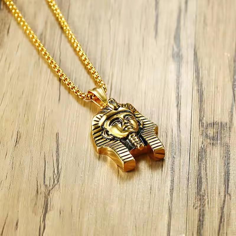 Fashion Hiphop Necklace Men'S Egyptian Pharaoh Pendant Necklace Titanium Steel Ornament Personalized Hip Hop Accessories